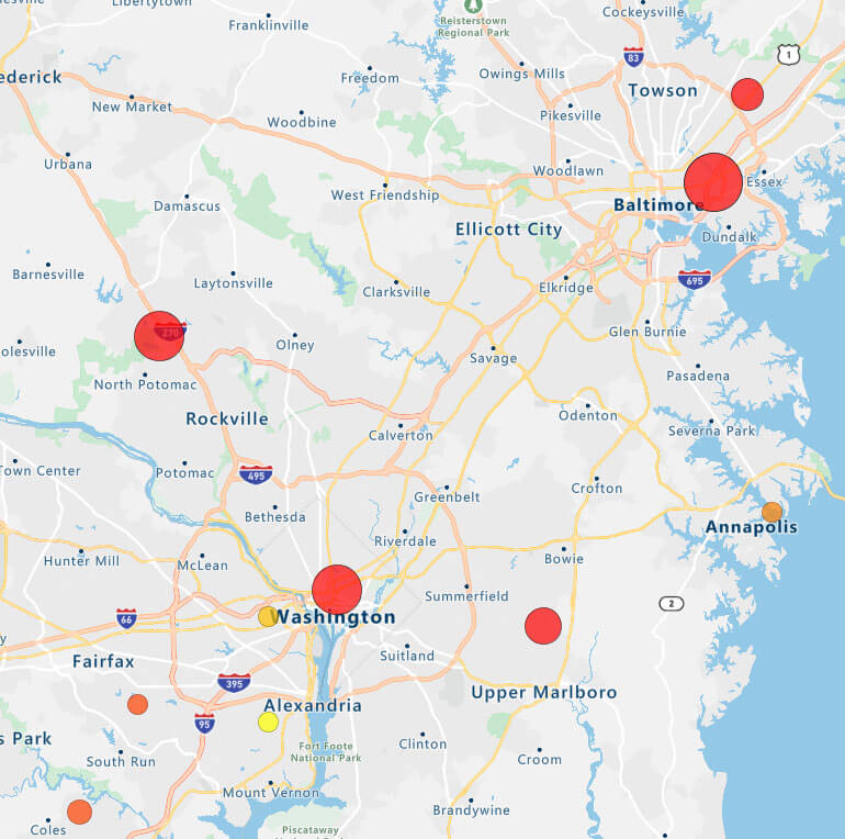 Compare number of accounts and total value with bubble maps