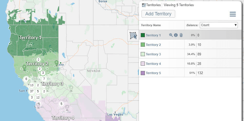 California sales territories