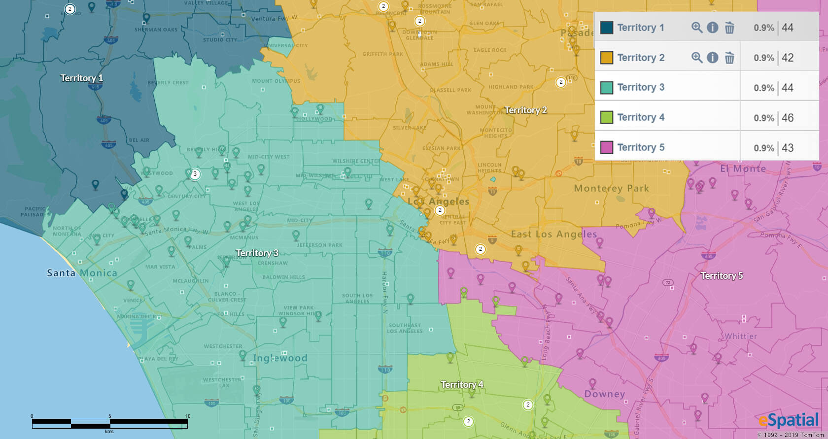 looking at accounts per territory to figure out how many sales calls a salesperson should be making