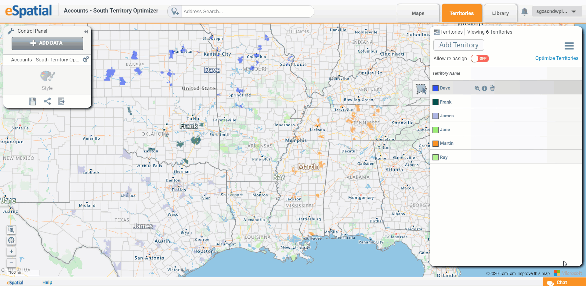 Automatically assigning empty territories to the most logical sales rep