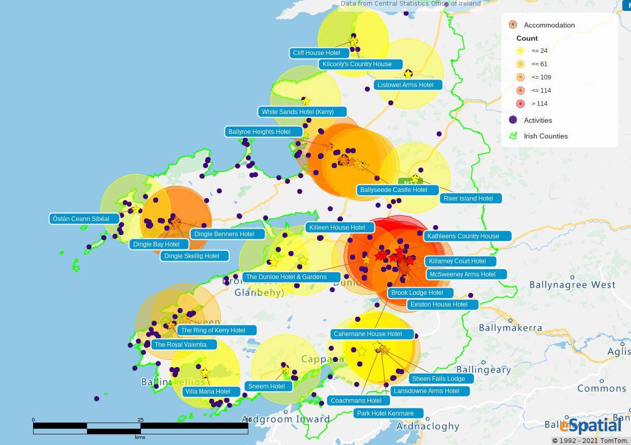 Activities/attractions within 5 miles of accommodation.
