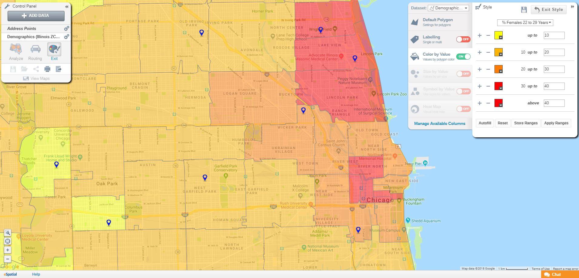 Heat Map on Demographic Data for Retail Stores