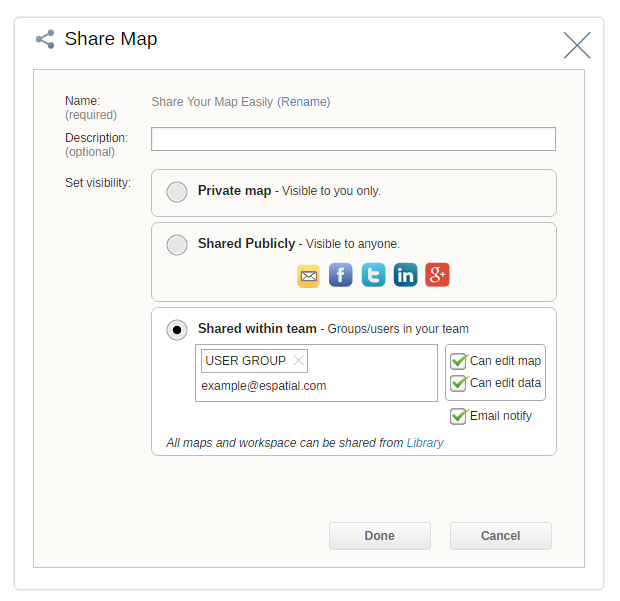 Share your maps with team members securely