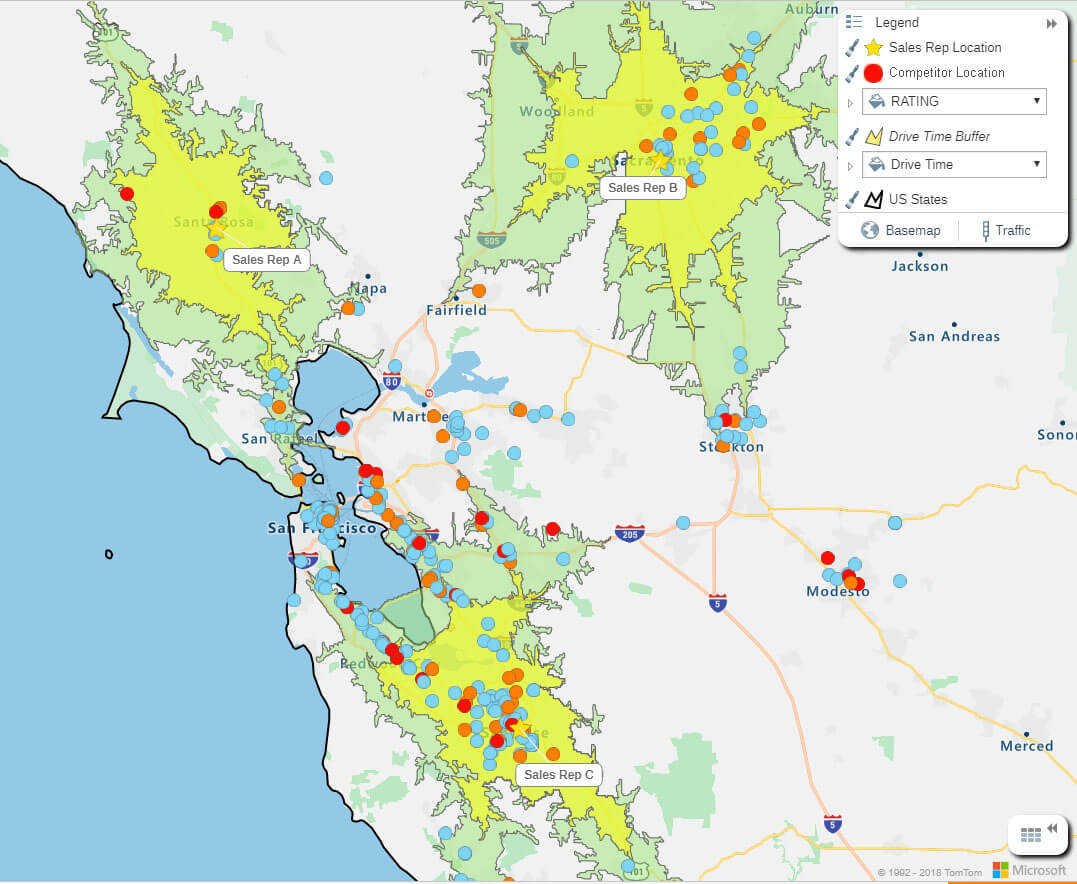 mapping competitors in each sales territory