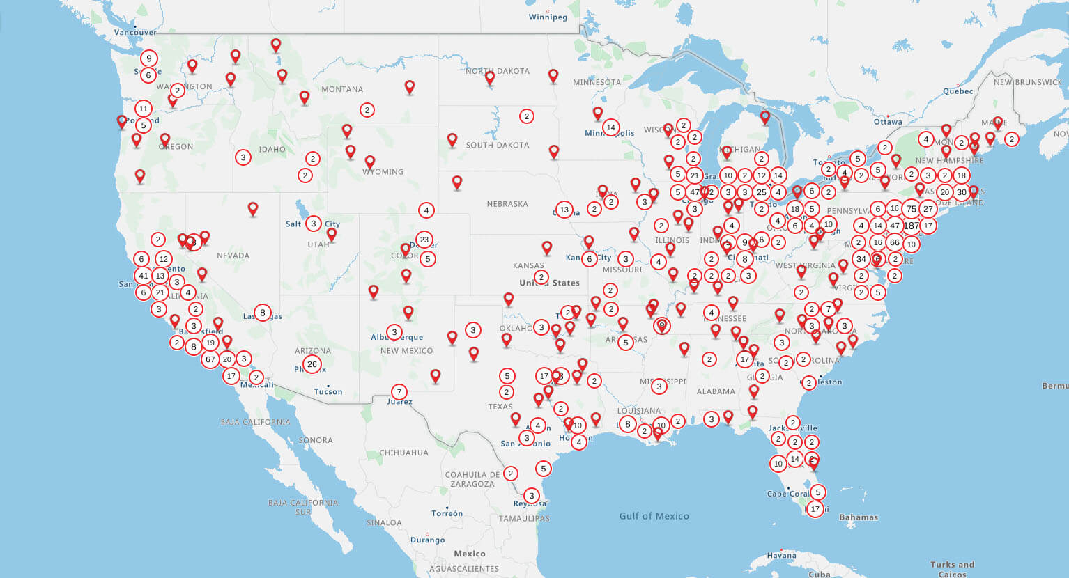 The first stage of creating a radius map is to create a pin map